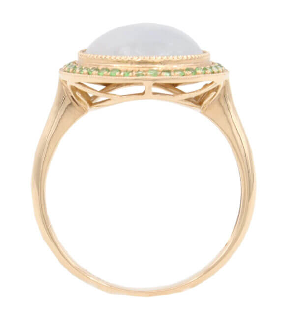 18 Karat Rose Gold Jade and Tsavorite Ring