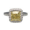 18 Karat White Gold 2.22 Carat Fancy Intense Yellow Diamond Halo Ring front view