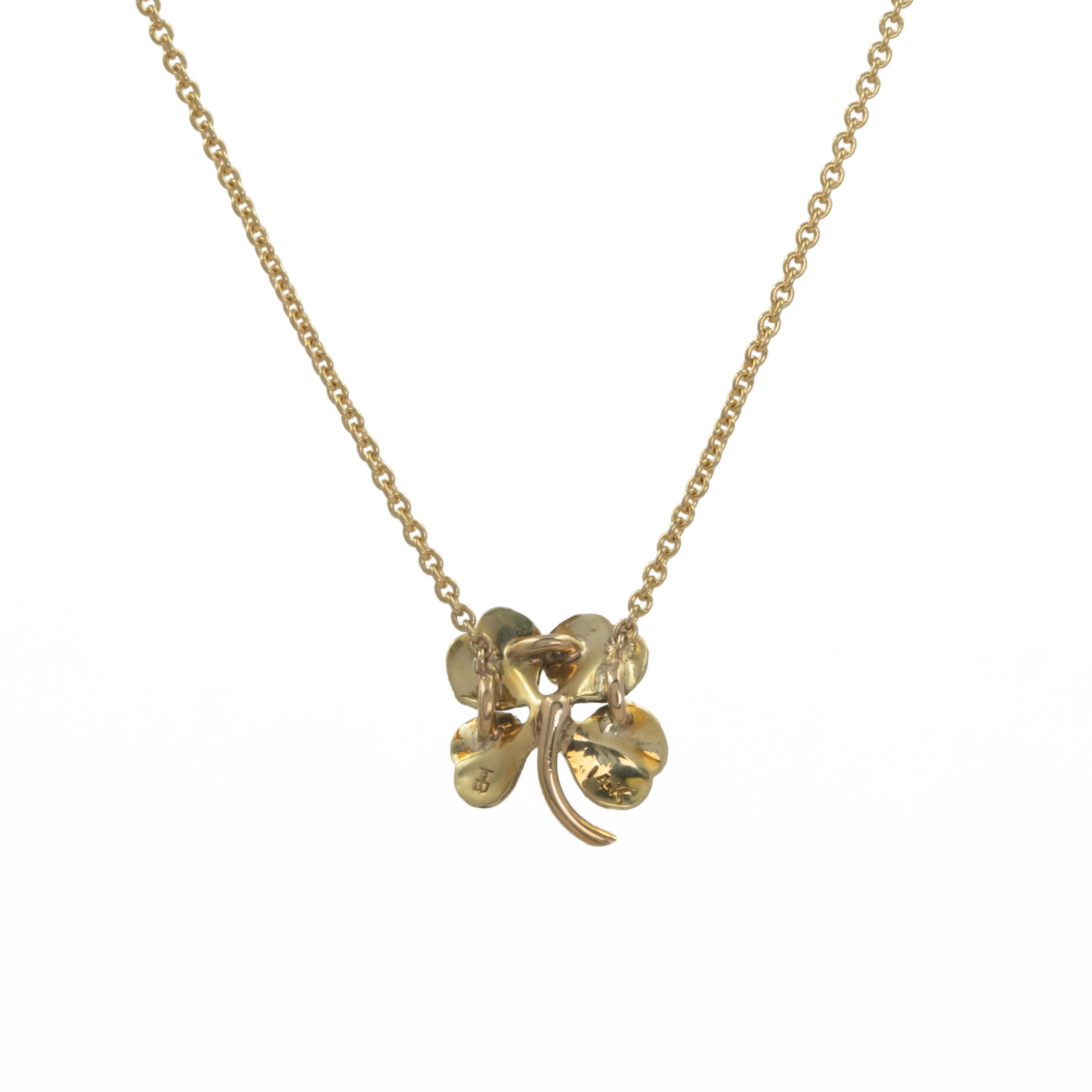 14K Yellow Gold Mother Of Pearl Four Leaf Clover Necklace – LTB JEWELRY