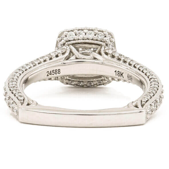 18 Karat White Gold 0.84 Carat Forever Mark "Devotion" Diamond Engagement Ring back view