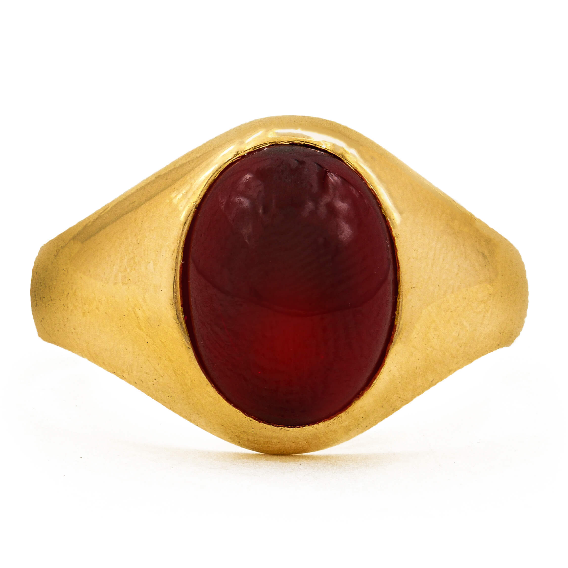 10 Karat Yellow Gold Men S Garnet Ring Lippa S Jewelry   Front  42290 