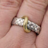 Sterling Silver Woven Ring with Gold Swirl