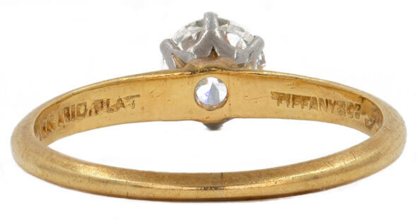 Tiffany & Co. Solitaire Diamond Ring in 18 Karat Yellow Gold and Platinum