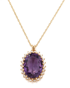 17.73 Carat Oval Amethyst & Pearl Pendant