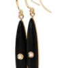 Black Onyx and Pearl Lingerie Earrings in 14 Karat Yellow Gold