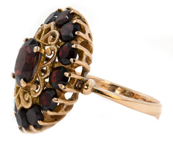 Garnet Cluster Ring in 18 Karat Yellow Gold