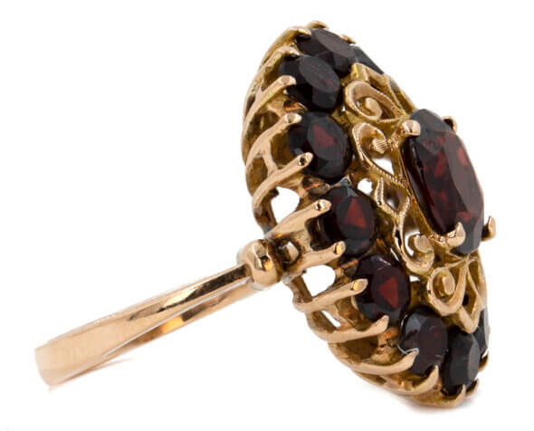 Garnet Cluster Ring in 18 Karat Yellow Gold