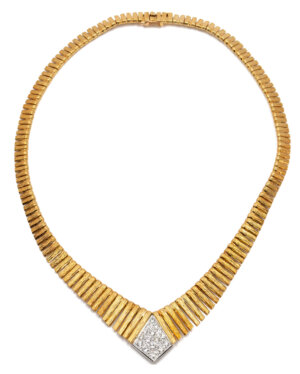 18 karat 2 tone dia necklace