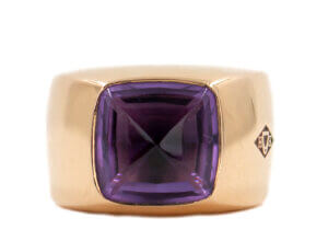 18 Karat Rose Gold Hermes Amethyst Men's Ring